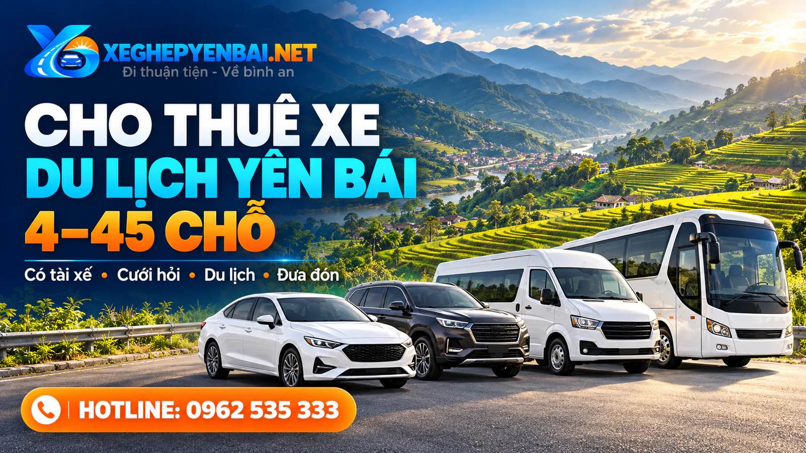 Cho thuê xe hợp đồng tại Yên Bái: Đưa đón khách, công tác, sự kiện và sân bay